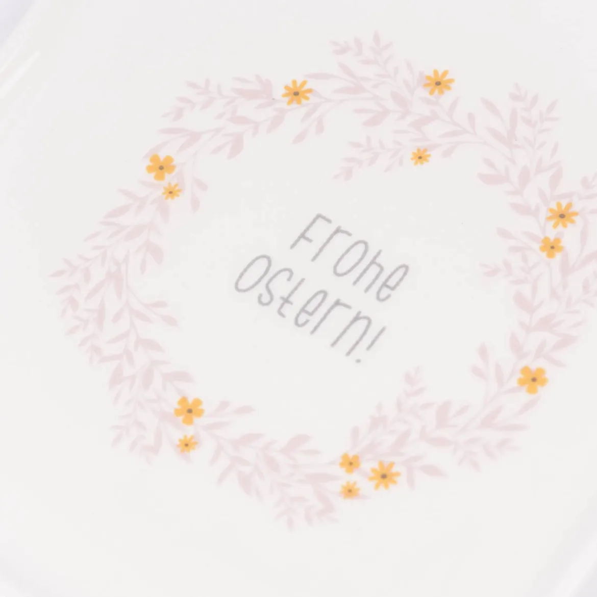 Toastteller Frohe Ostern Blumenkranz weiß rosa gelb 14,5x15,5cm von Grafik Werkstatt