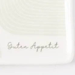 Toastteller Guten Appetit mit abstraktem Dessin weiß grün 14,5x15,5cm von Grafik Werkstatt
