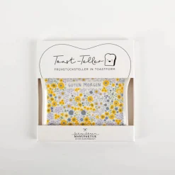 Toastteller "Guten Morgen" Blümchen gelb lila 14,5x15,5cm von Grafik Werkstatt