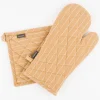 Topflappen aus Baumwolle gestreift sandgelb weiß 20x20cm von Linen & More