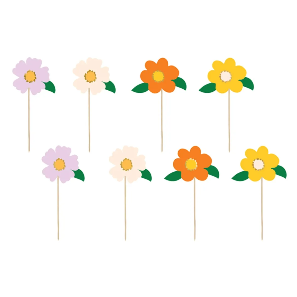 Torten Stecker Blumen 8 teilig bunt 13cm