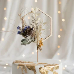 Torten Stecker Cake Topper Hexagon Holz 24cm