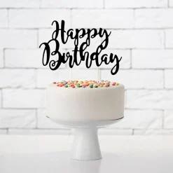Torten Stecker Happy Birthday schwarz 22,5cm