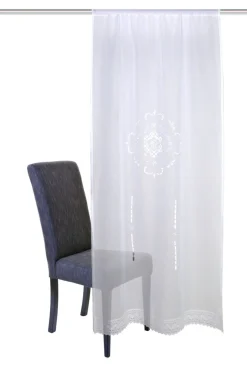 Türbehang Scheibengardine Fertiggardine Leinenstruktur Makramee weiß 90x180cm