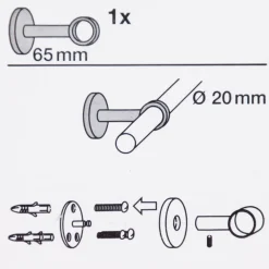 Träger 20mm noble geschlossen 6,5cm 1 Stück schwarz