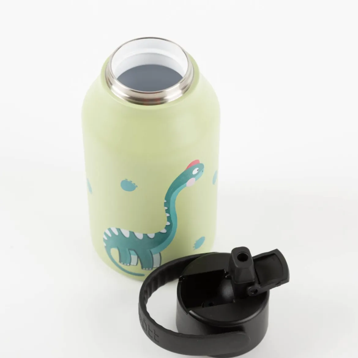 Trinkflasche Marta Munté Braquiosaurus grün von Runbott 350ml - geschmacksneutral, BPA-frei und auslaufsicher