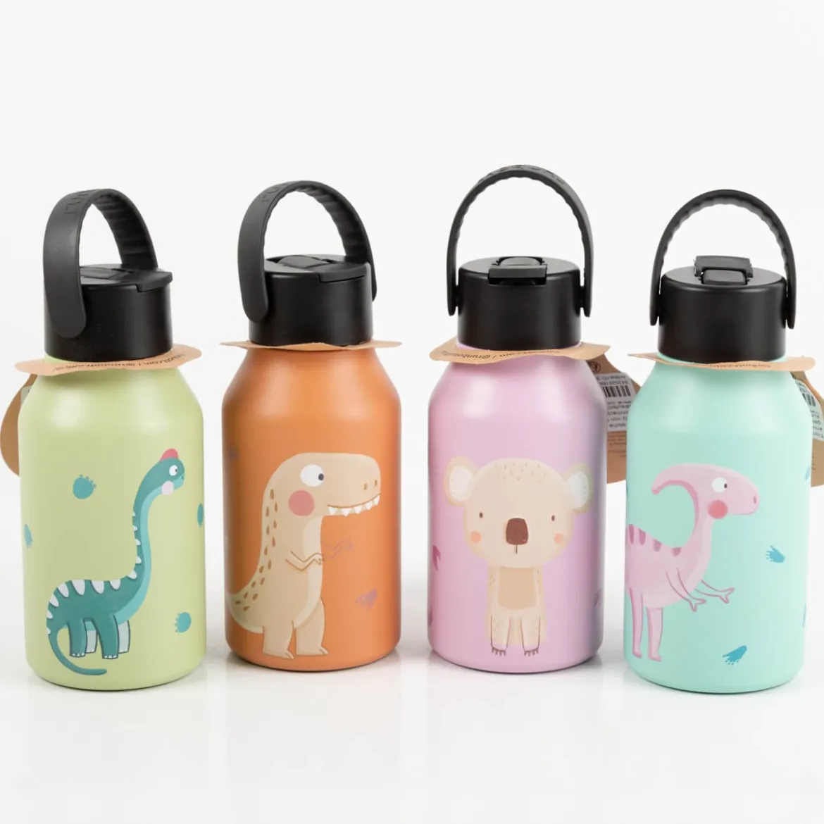 Trinkflasche Marta Munté Braquiosaurus grün von Runbott 350ml - geschmacksneutral, BPA-frei und auslaufsicher