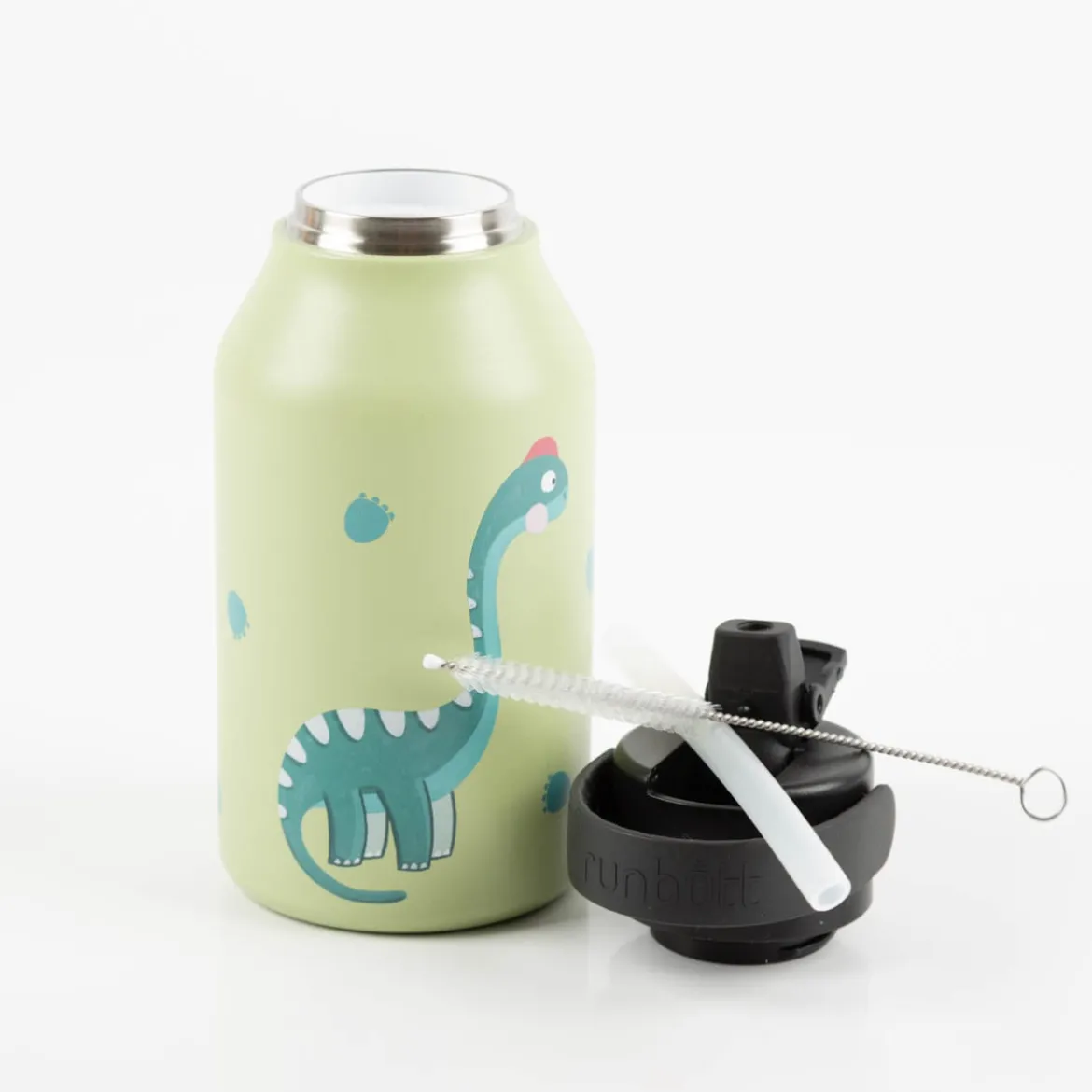 Trinkflasche Marta Munté Braquiosaurus grün von Runbott 350ml - geschmacksneutral, BPA-frei und auslaufsicher