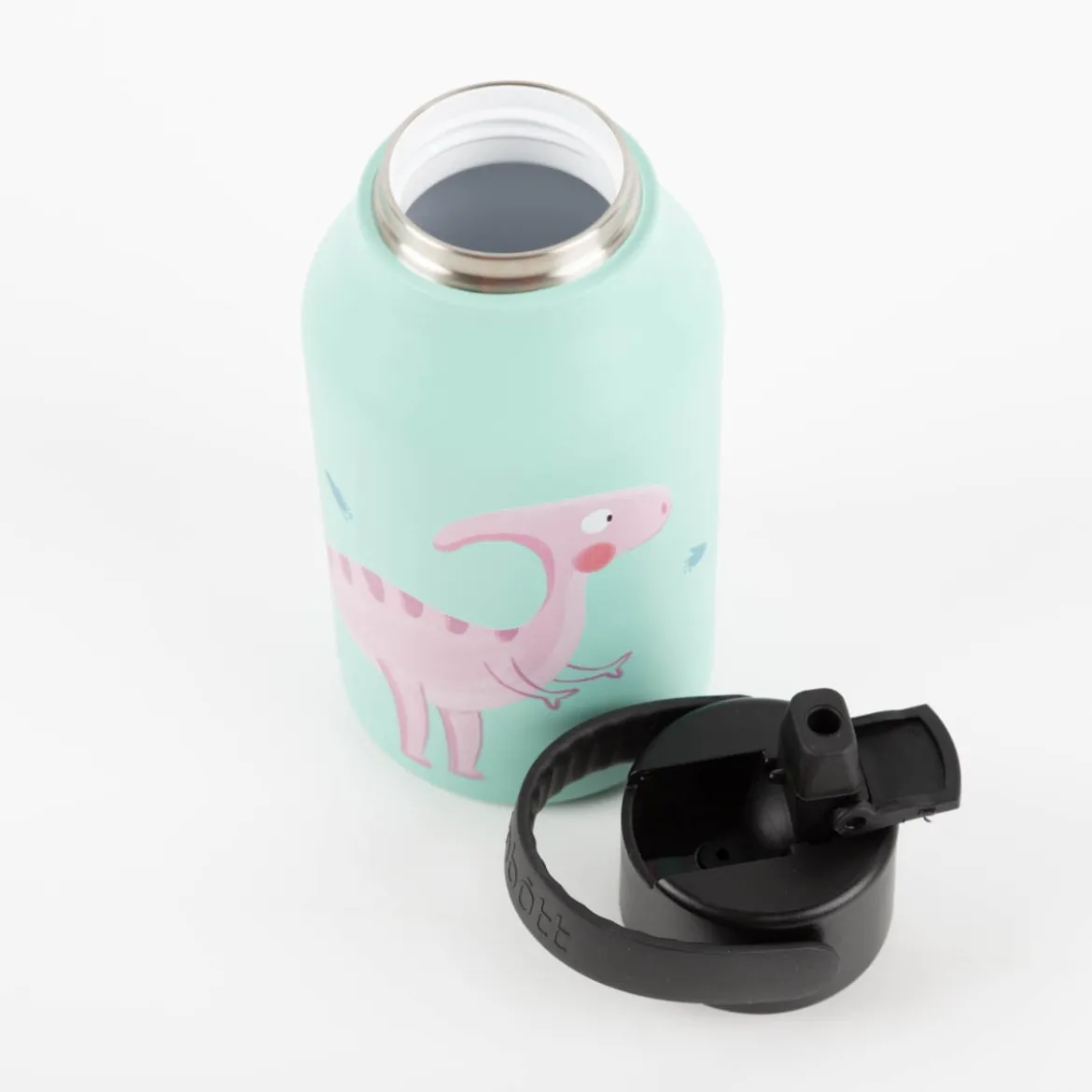 Trinkflasche Marta Munté Parasaulophus emerald pink von Runbott 350ml - geschmacksneutral, BPA-frei und auslaufsicher