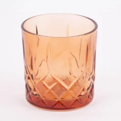 Trinkglas geprägt Diamantmuster Glas bernstein 8,5x7,5cm 345ml