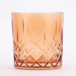 Trinkglas geprägt Diamantmuster Glas bernstein 8,5x7,5cm 345ml