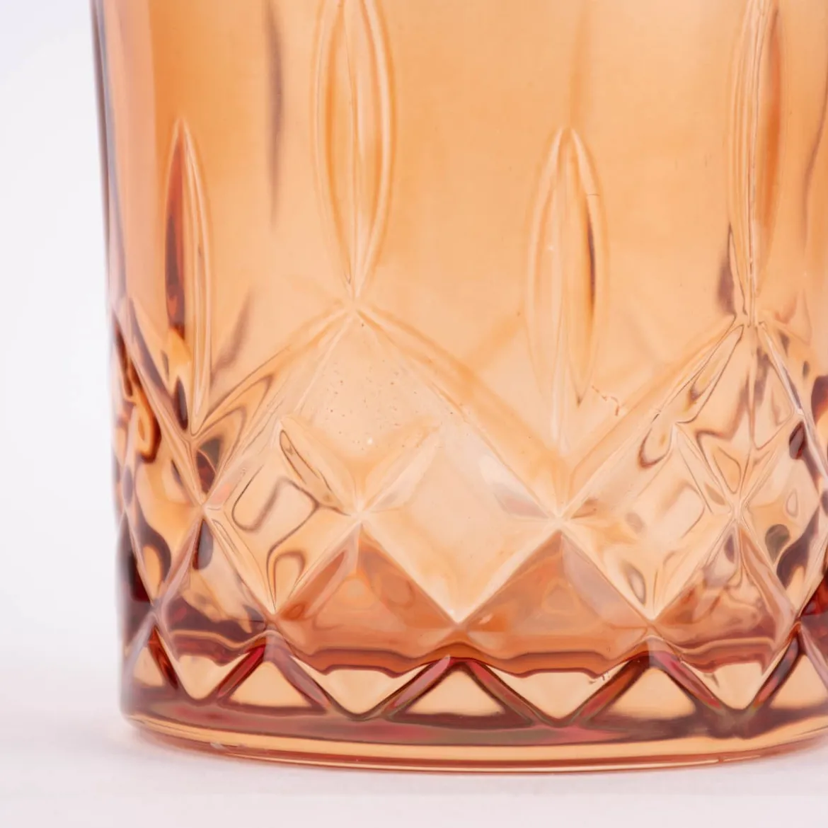 Trinkglas geprägt Diamantmuster Glas bernstein 8,5x7,5cm 345ml