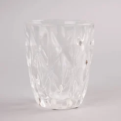 Trinkglas klein Diamantmuster geprägt Glas farblos 10x8cm