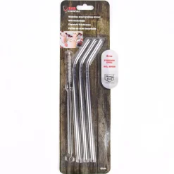 Trinkhalm 3er Set mit Reinigungsbürste Edelstahl 21cm