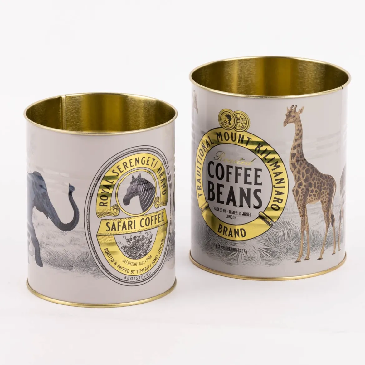 Utensilienhalter Coffee Beans Safari 2er Set hellgrau goldfarbig verschiedene Größen