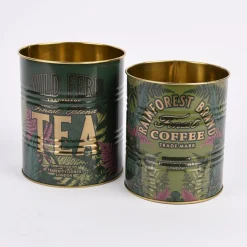 Utensilienhalter Tea Coffee 2er Set grün goldfarbig verschiedene Größen