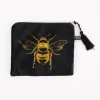 Utensilien Tasche Biene Samt schwarz goldfarbig 19x16,5cm verschiedene Motive
