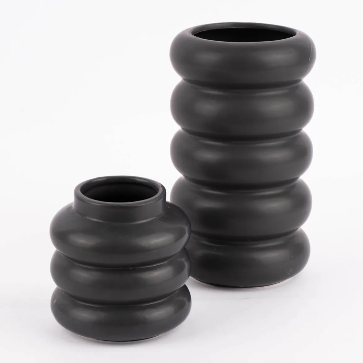 Vase abstrakt Wellen Keramik anthrazit 11x11cm