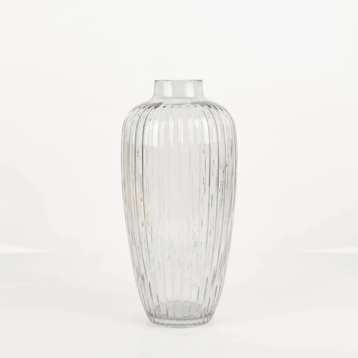 Vase aus Glas gerillt grau 16x36cm von Werner Voss
