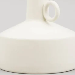 Vase aus Porzellan mit Henkel creme 14x19cm