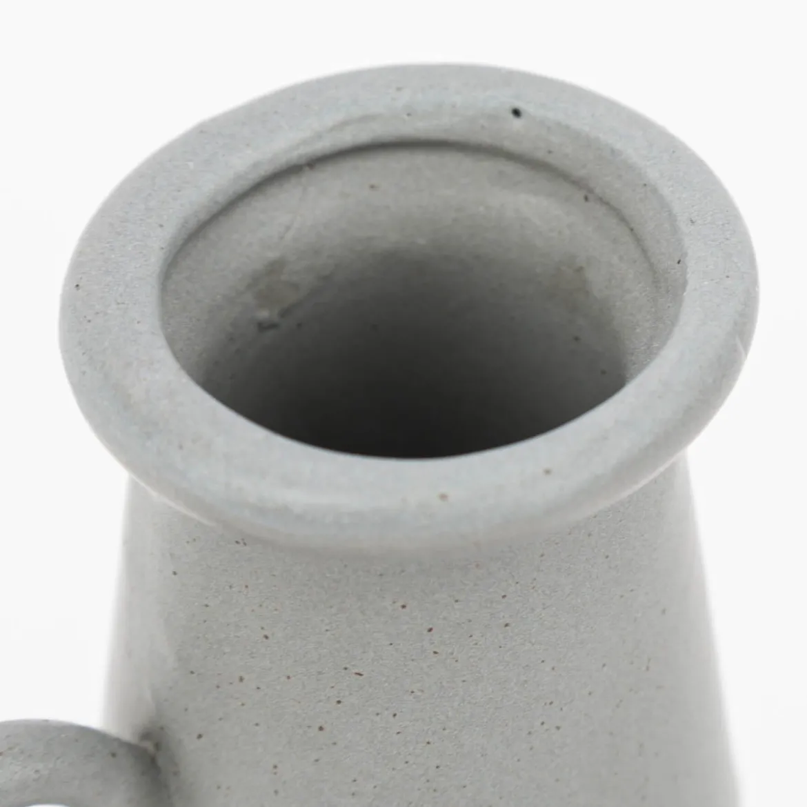 Vase aus Porzellan mit Henkel grau 14x22cm