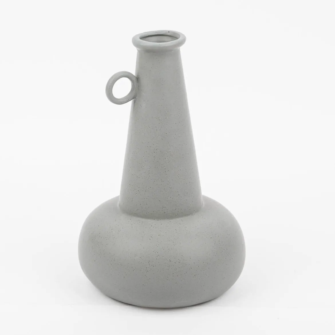 Vase aus Porzellan mit Henkel grau 14x22cm
