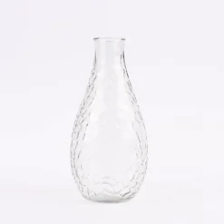 Vase bauchig geprägt verschiedene Muster Glas klar 11x24cm