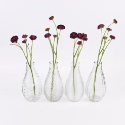 Vase bauchig geprägt verschiedene Muster Glas klar 11x24cm