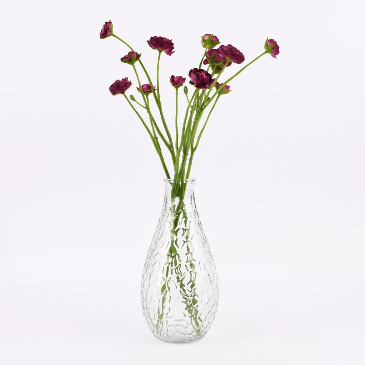 Vase bauchig geprägt verschiedene Muster Glas klar 11x24cm
