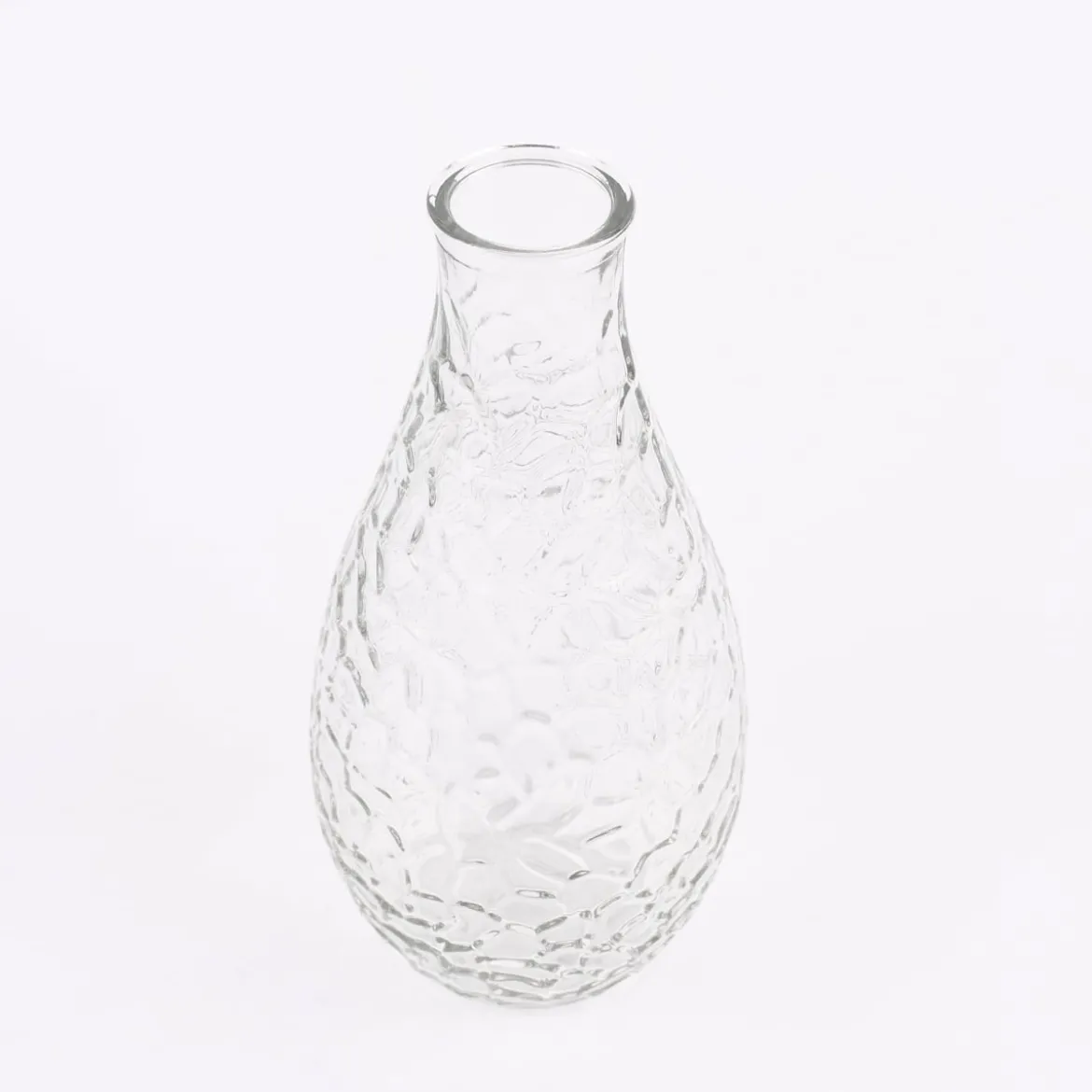 Vase bauchig geprägt verschiedene Muster Glas klar 11x24cm