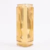 Vase Dekovase Glas dreieckig mit Rillen gelb 10,5x20cm
