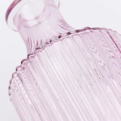 Vase Flaschenform zylinderförmig mit geriffelter Oberfläche transparent lila aus Glas groß oder klein