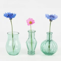 Vasen 3er Set aus recyceltem Glas transparent türkis ca 8x10cm von Sass & Belle