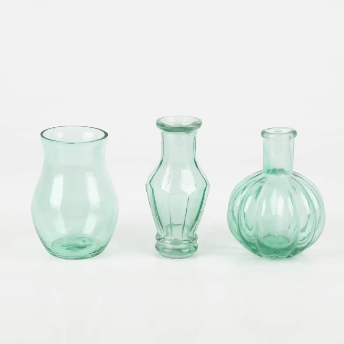 Vasen 3er Set aus recyceltem Glas transparent türkis ca 8x10cm von Sass & Belle