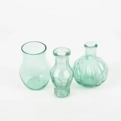 Vasen 3er Set aus recyceltem Glas transparent türkis ca 8x10cm von Sass & Belle