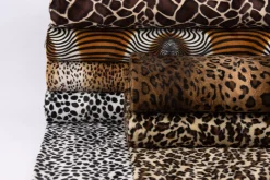 Velours Fellimitat Kunstfell Leopard braun creme schwarz 1,5m Breite