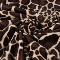 Velours Fellimitat Kunstfell Giraffe beige braun 1,5m Breite