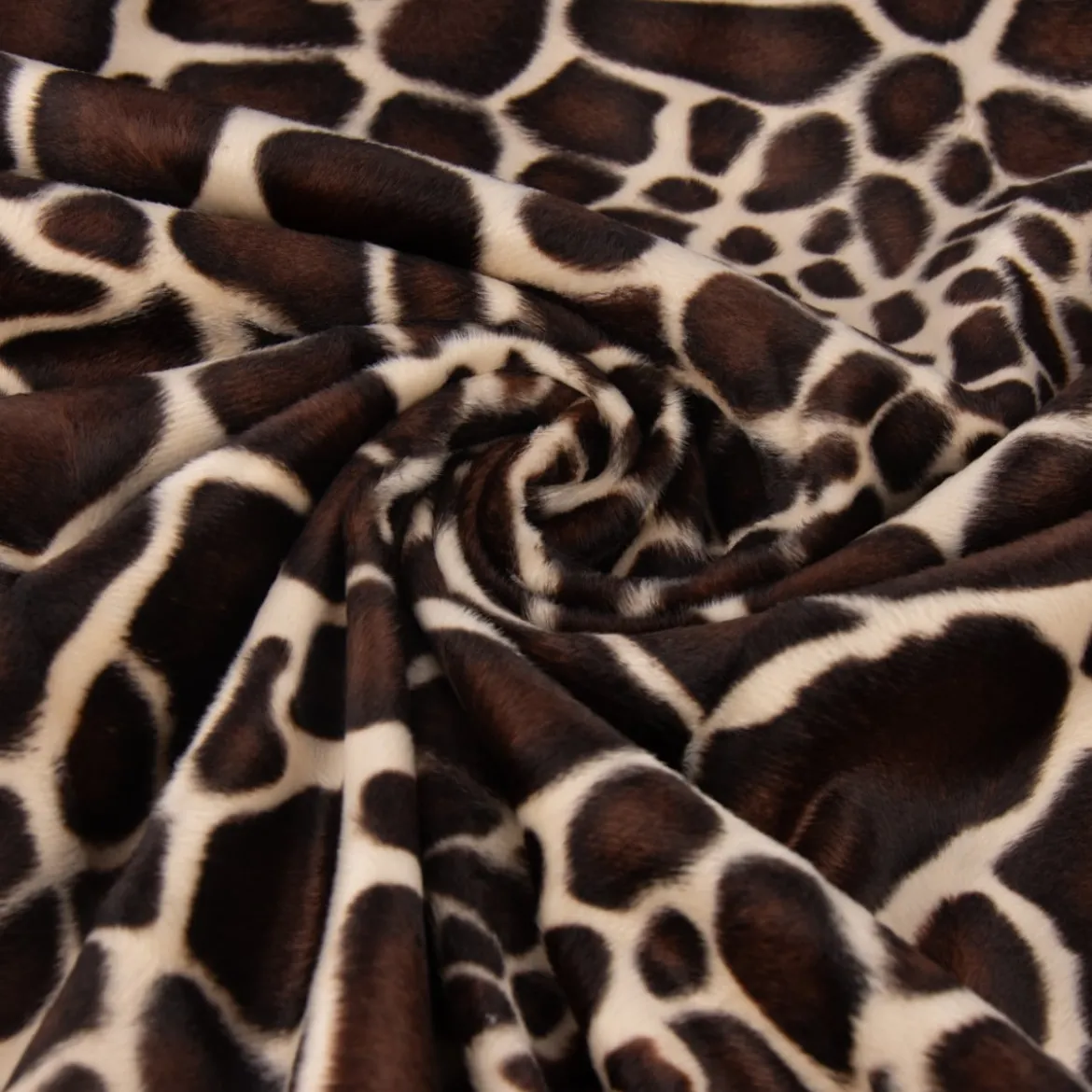 Velours Fellimitat Kunstfell Giraffe beige braun 1,5m Breite