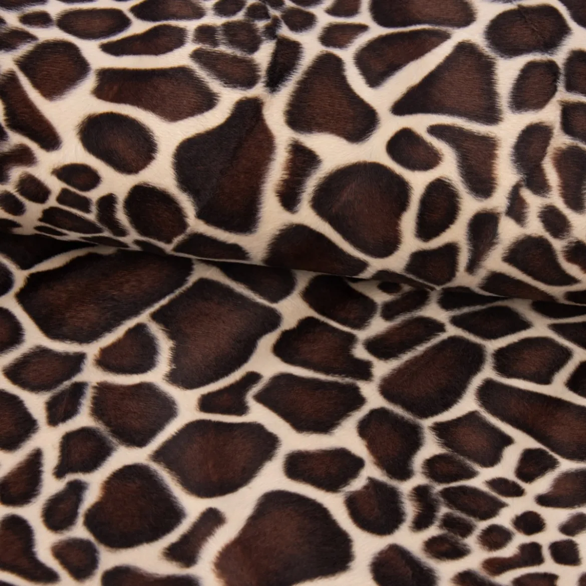 Velours Fellimitat Kunstfell Giraffe beige braun 1,5m Breite