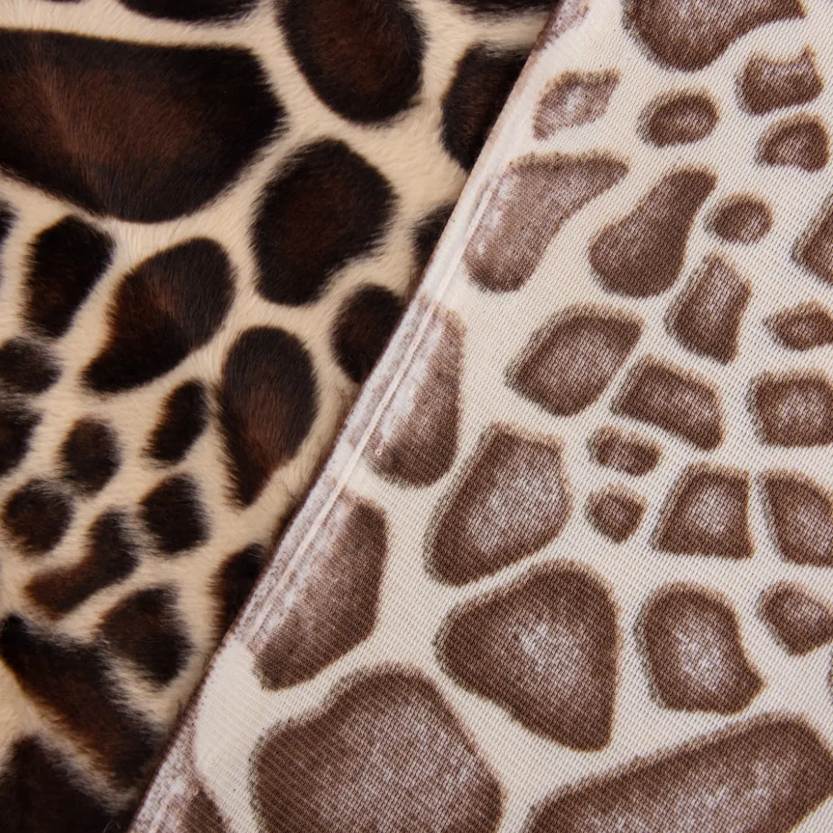 Velours Fellimitat Kunstfell Giraffe beige braun 1,5m Breite