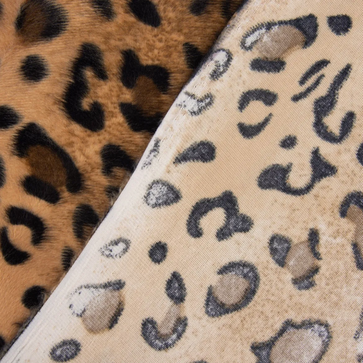 Velours Fellimitat Kunstfell Leopard braun Töne 1,5m Breite