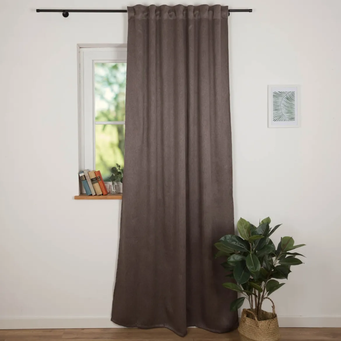 Verdunkelungsvorhang Barcelona mit Schlaufenband braun meliert 245x135cm