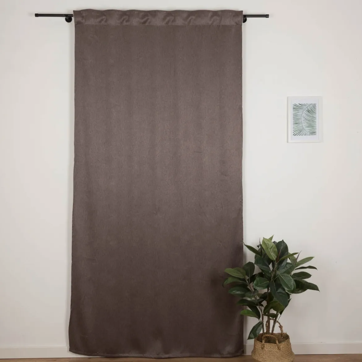 Verdunkelungsvorhang Barcelona mit Schlaufenband braun meliert 245x135cm