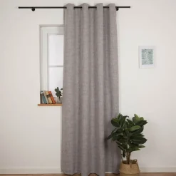 Verdunkelungsvorhang mit Ösen Blackout Thermoisolierung Schallisolierung grau meliert 140x245cm