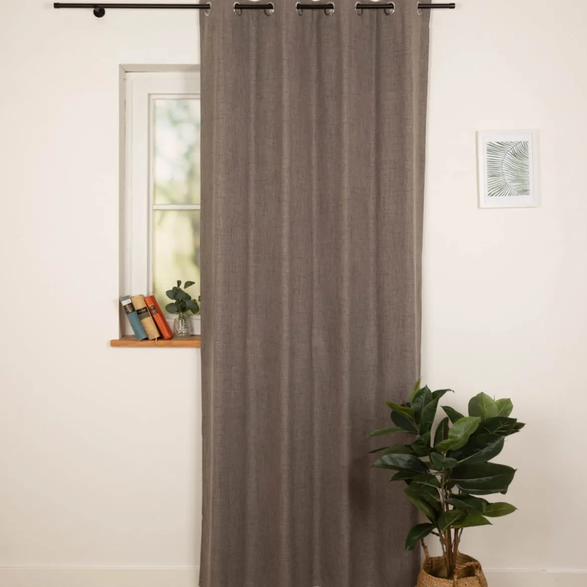 Verdunkelungsvorhang mit Ösen Blackout Thermoisolierung Schallisolierung taupe meliert 140x245cm
