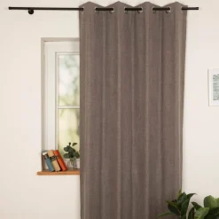 Verdunkelungsvorhang mit Ösen Blackout Thermoisolierung Schallisolierung taupe meliert 140x245cm