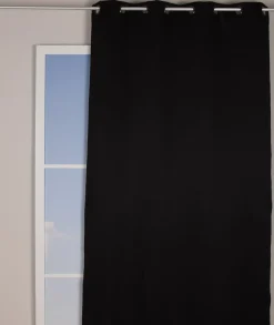 Verdunklungsgardine mit Ösenaufhängung einfarbig schwarz 135x250cm