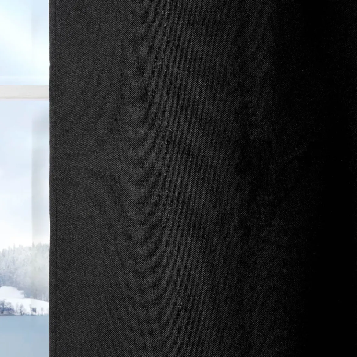 Verdunklungsgardine mit Ösenaufhängung einfarbig schwarz 140x260cm