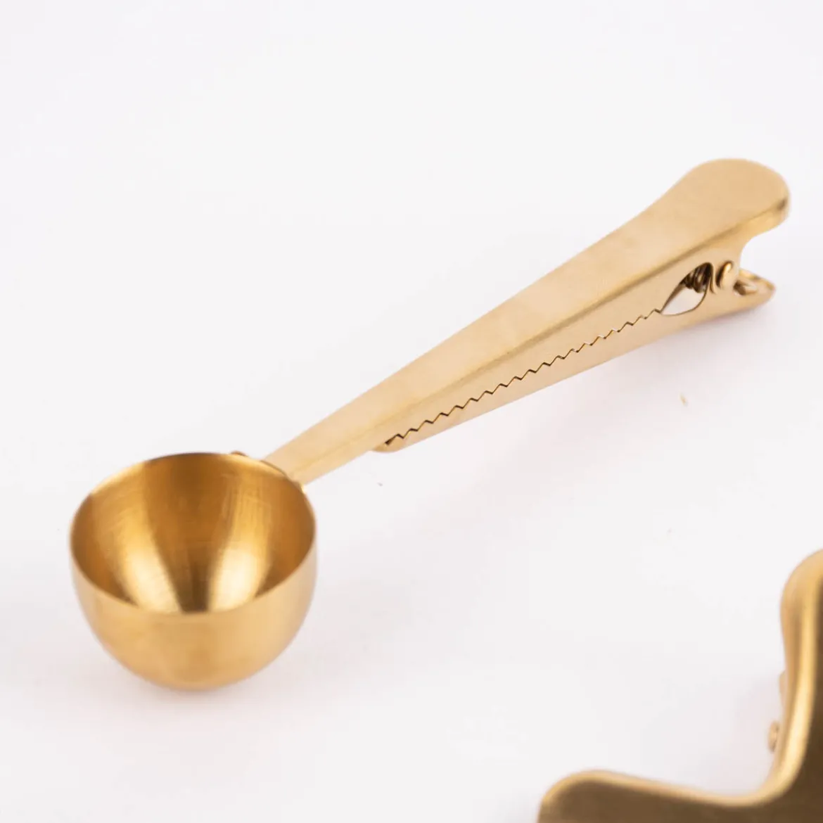Verschlussklammern Kaffeelöffel Edelstahl goldfarben 11,5x1,5cm 3er Set