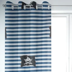 Villa Coppenrath Capt´n Sharky Dekostoff Baumwollstoff Gardinenstoff Meterware Streifen Piratenflagge blau weiß 140cm